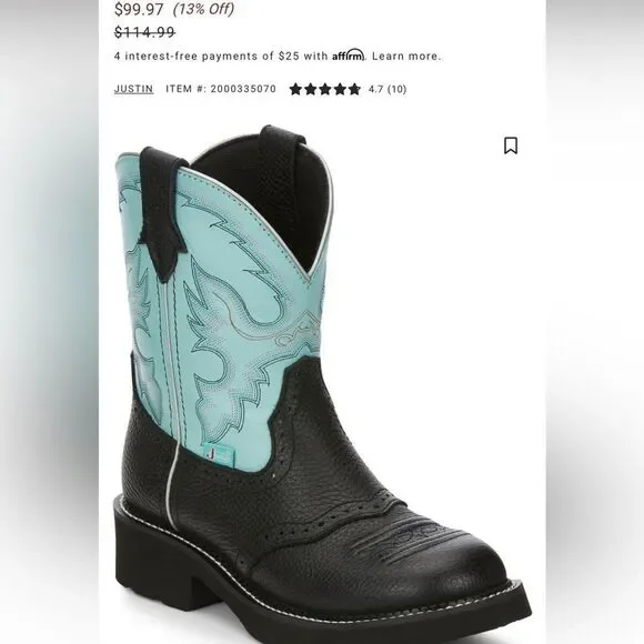 Justin Western Boots with Decorative Stitching - Picture 2 of 5